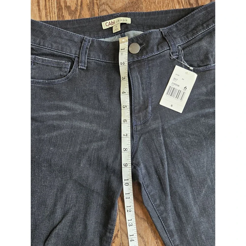 CAbi #517 Black Dark Wash Jeans STRETCH Cropped NWT Women's Size 6 - Picture 8 of 15
